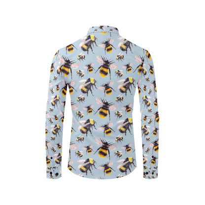 Bee Pattern Print Design BEE08 Men's Long Sleeve Shirt