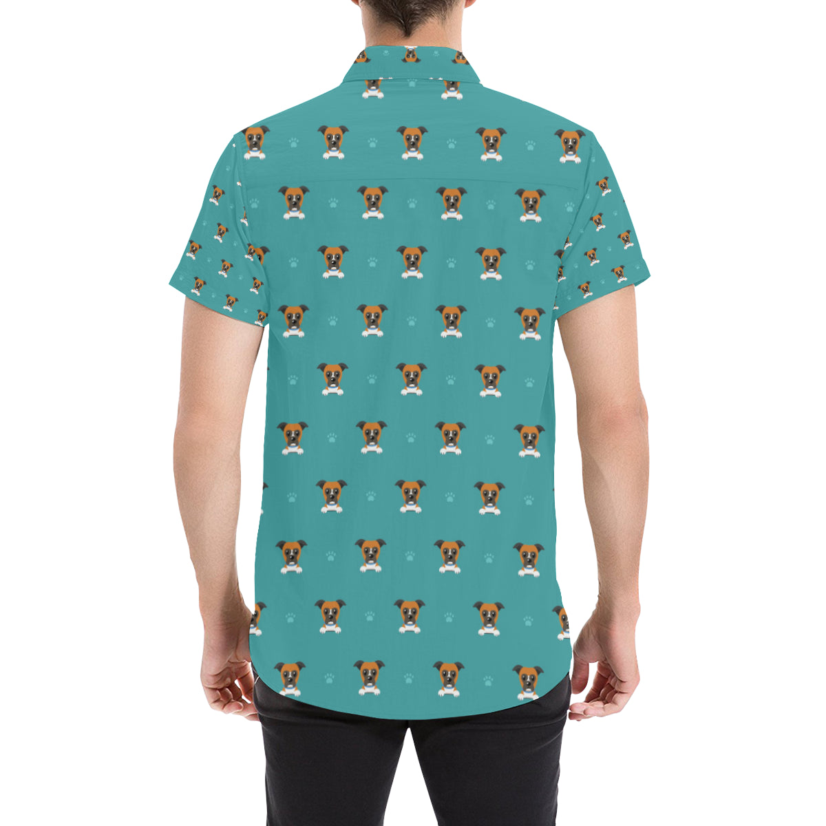 Boxers Pattern Print Design 03 Men's Short Sleeve Button Up Shirt