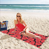 Hibiscus Red Pattern Print Design LKS306 Beach Towel 32" x 71"