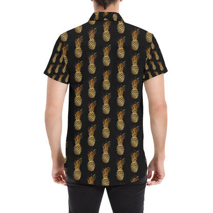 Pineapple Pattern Print Design A02 Men's Short Sleeve Button Up Shirt