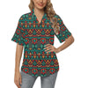 Aztec Pattern Print Design 04 Women's Hawaiian Shirt