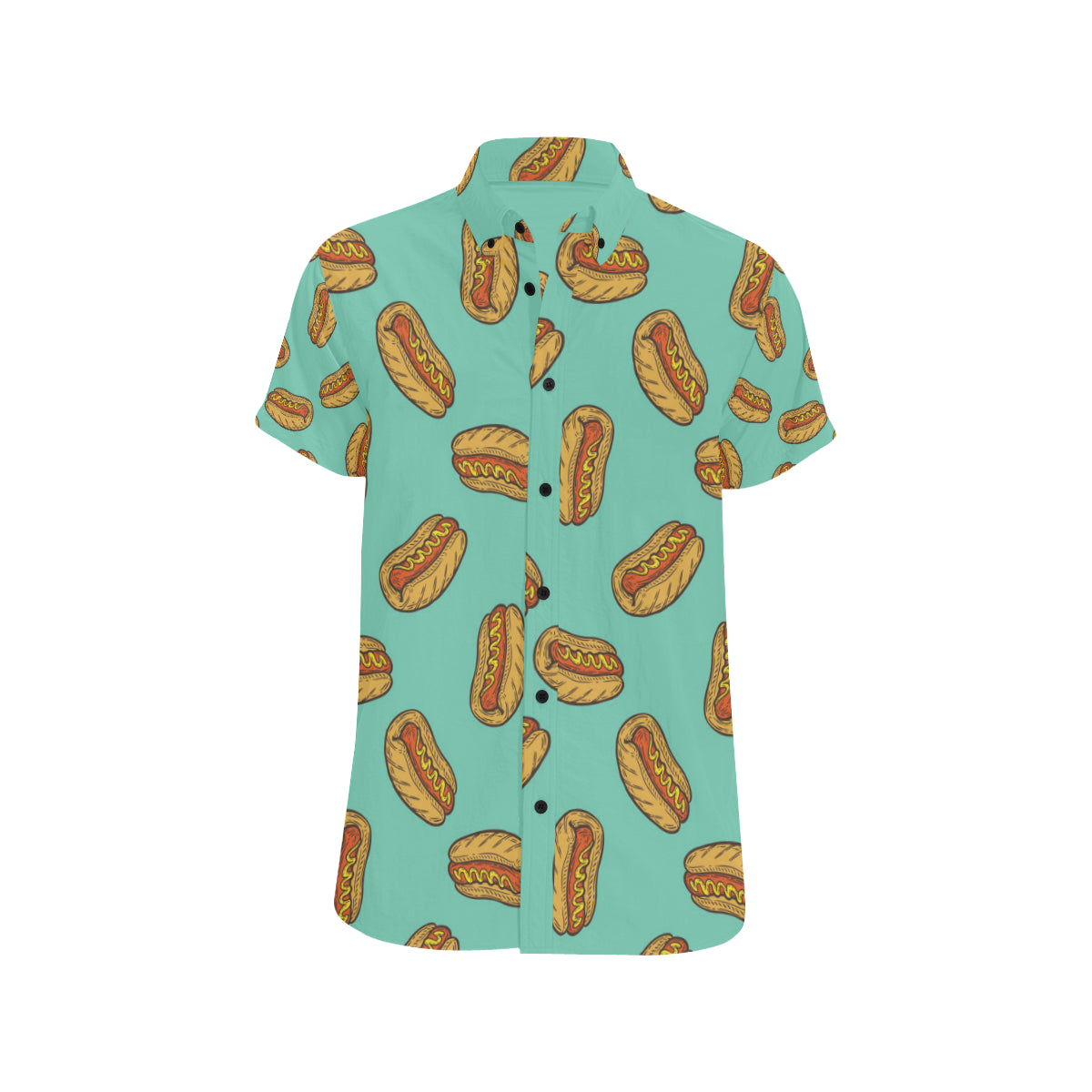 Hot Dog Pattern Print Design 04 Men's Short Sleeve Button Up Shirt