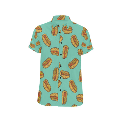 Hot Dog Pattern Print Design 04 Men's Short Sleeve Button Up Shirt