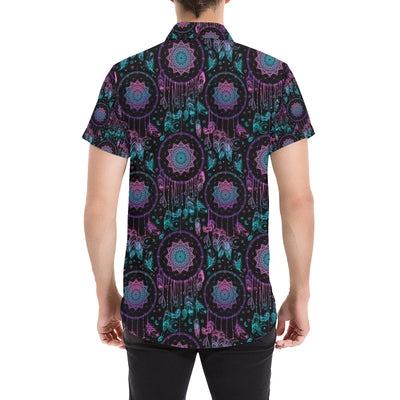 Dream catcher boho mandala Men's Short Sleeve Button Up Shirt