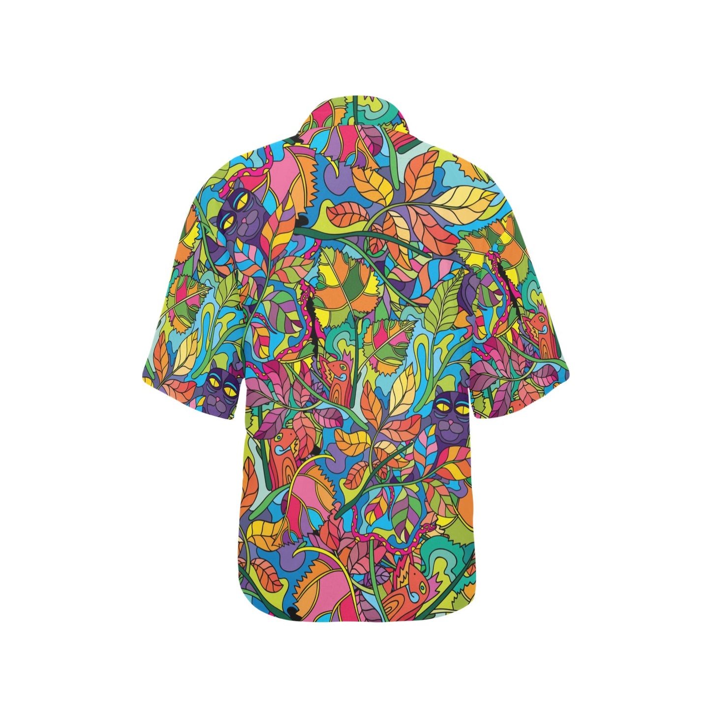 Psychedelic Trippy Flower Print Women's Hawaiian Shirt
