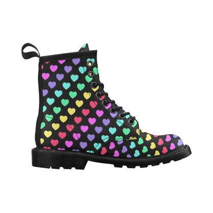 Heart Rainbow Pattern Print Design HE02 Women's Boots