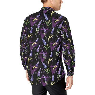 Lavender Pattern Print Design LV07 Men's Long Sleeve Shirt