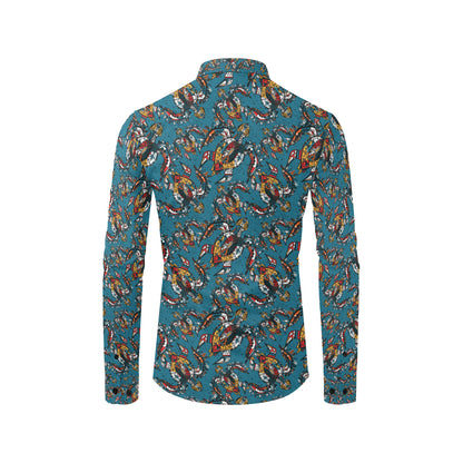 Sea Turtle Tribal Colorful Hand Drawn Men's Long Sleeve Shirt