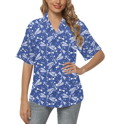 Dragonfly Pattern Print Design 03 Women's Hawaiian Shirt