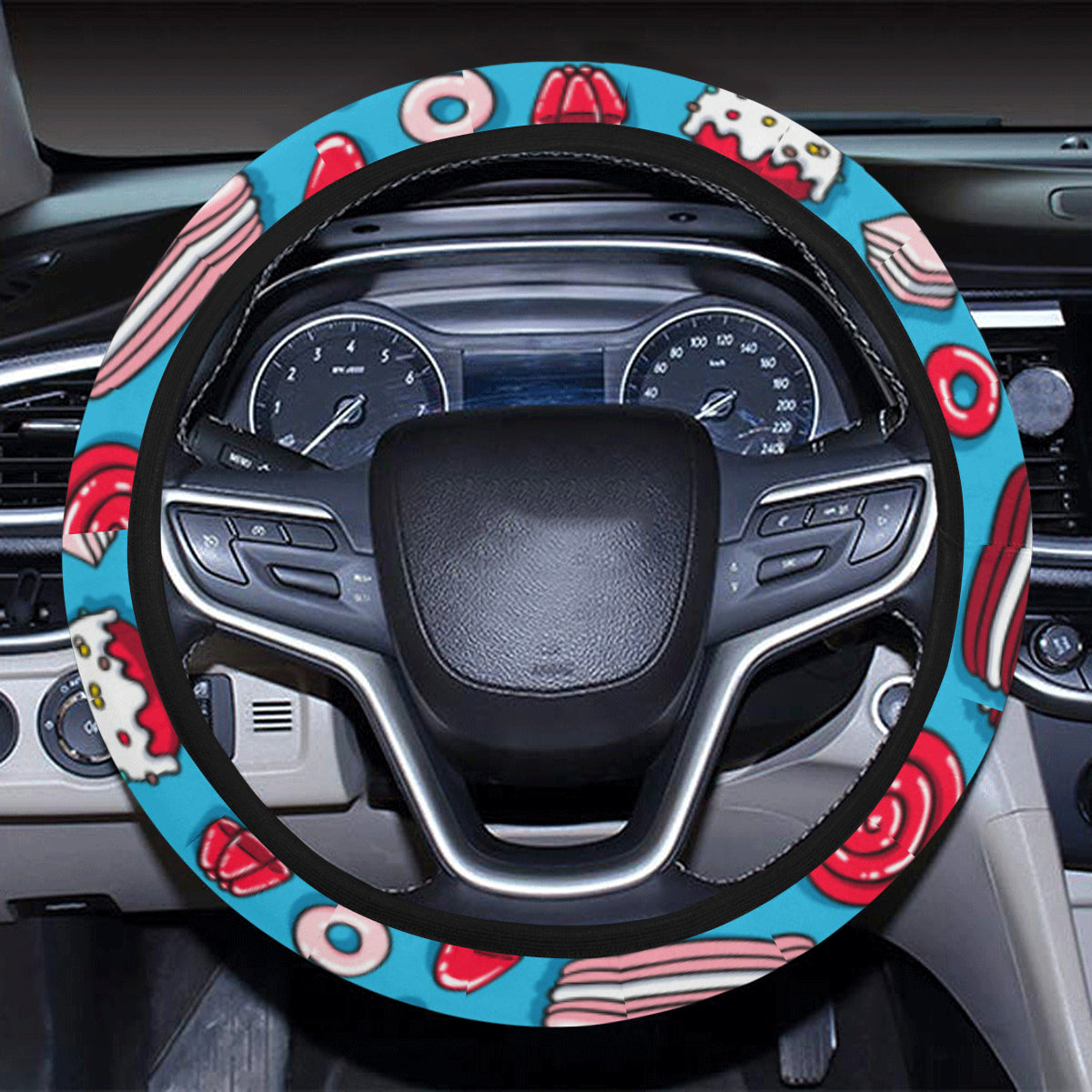 Candy Pattern Print Design 05 Steering Wheel Cover with Elastic Edge