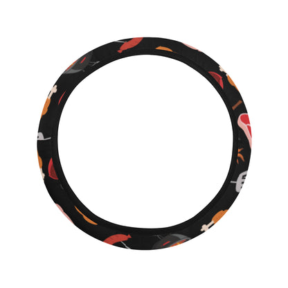 Barbecue Pattern Print Design 04 Steering Wheel Cover with Elastic Edge