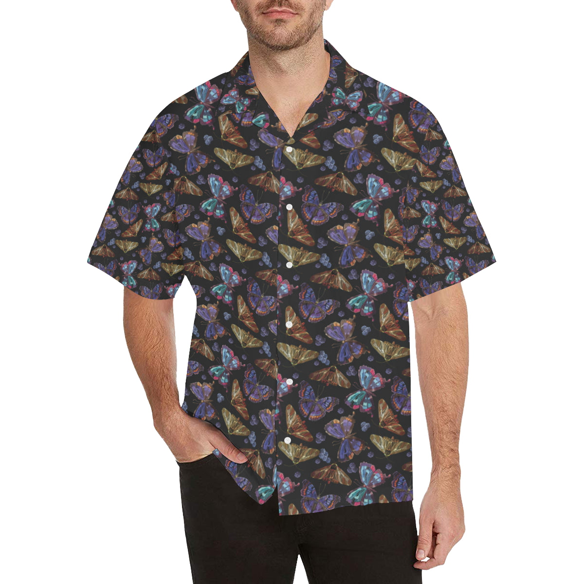 Butterfly Pattern Print Design 013 Men's Hawaiian Shirt