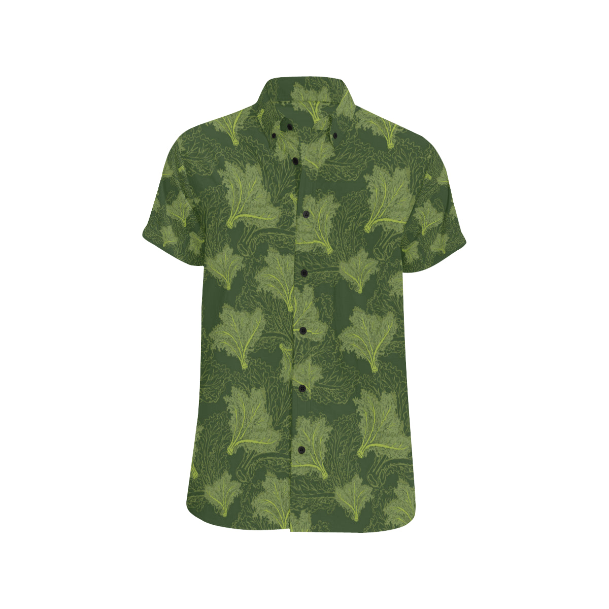 Kale Pattern Print Design 01 Men's Short Sleeve Button Up Shirt