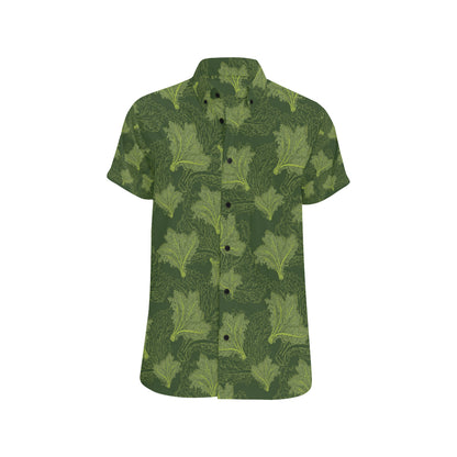 Kale Pattern Print Design 01 Men's Short Sleeve Button Up Shirt