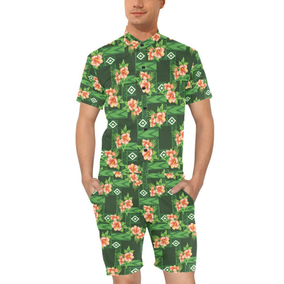 Hibiscus Pattern Print Design HB05 Men's Romper