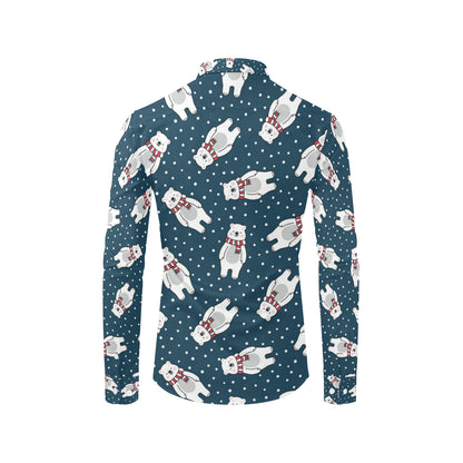 Polar Bear Pattern Print Design PB05 Men's Long Sleeve Shirt