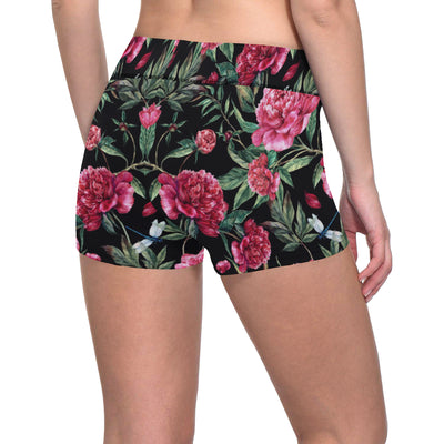 Peony Pattern Print Design PE04 Yoga Shorts