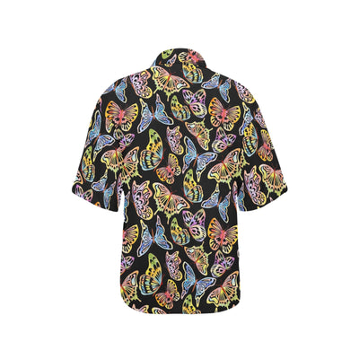 Butterfly Water Color Rainbow Women's Hawaiian Shirt