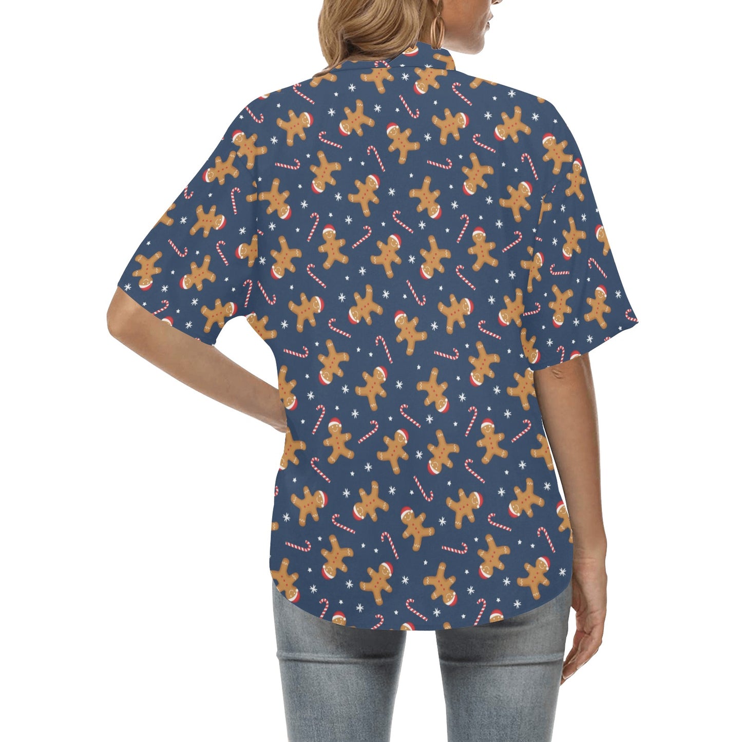 Gingerbread Pattern Print Design 01 Women's Hawaiian Shirt