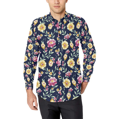 Gerberas Pattern Print Design GB03 Men's Long Sleeve Shirt