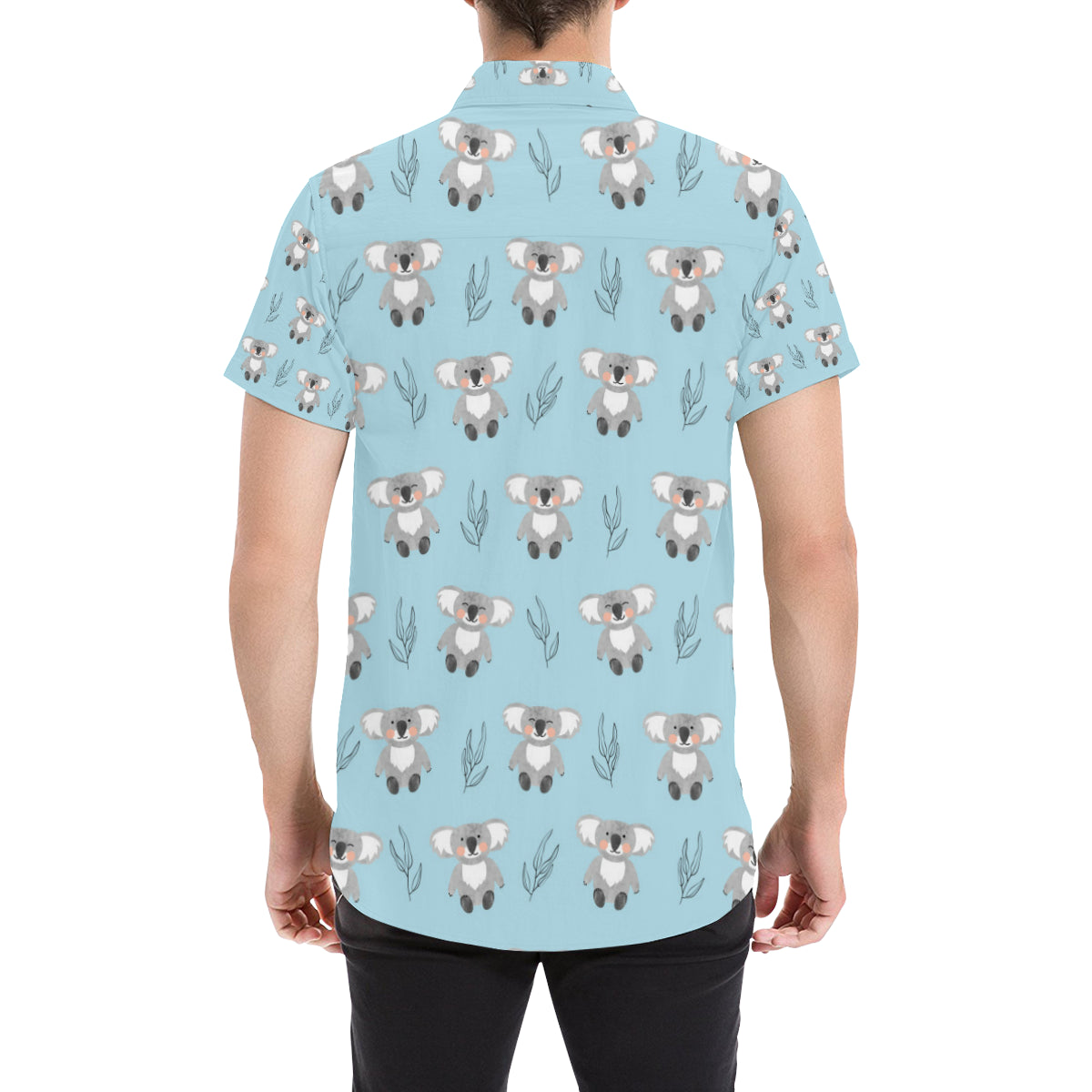 Koala Pattern Print Design 01 Men's Short Sleeve Button Up Shirt