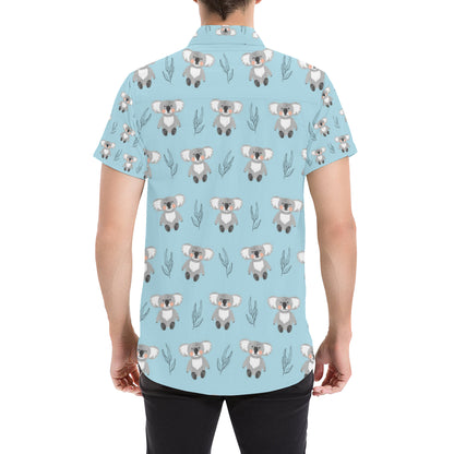 Koala Pattern Print Design 01 Men's Short Sleeve Button Up Shirt