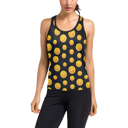 Bitcoin Pattern Print Design DO04 Women's Racerback Tank Top