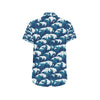 Ocean Wave Pattern Print Men's Short Sleeve Button Up Shirt