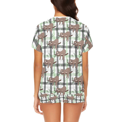 Sloth Print Design LKS301 Women's Short Pajama Set