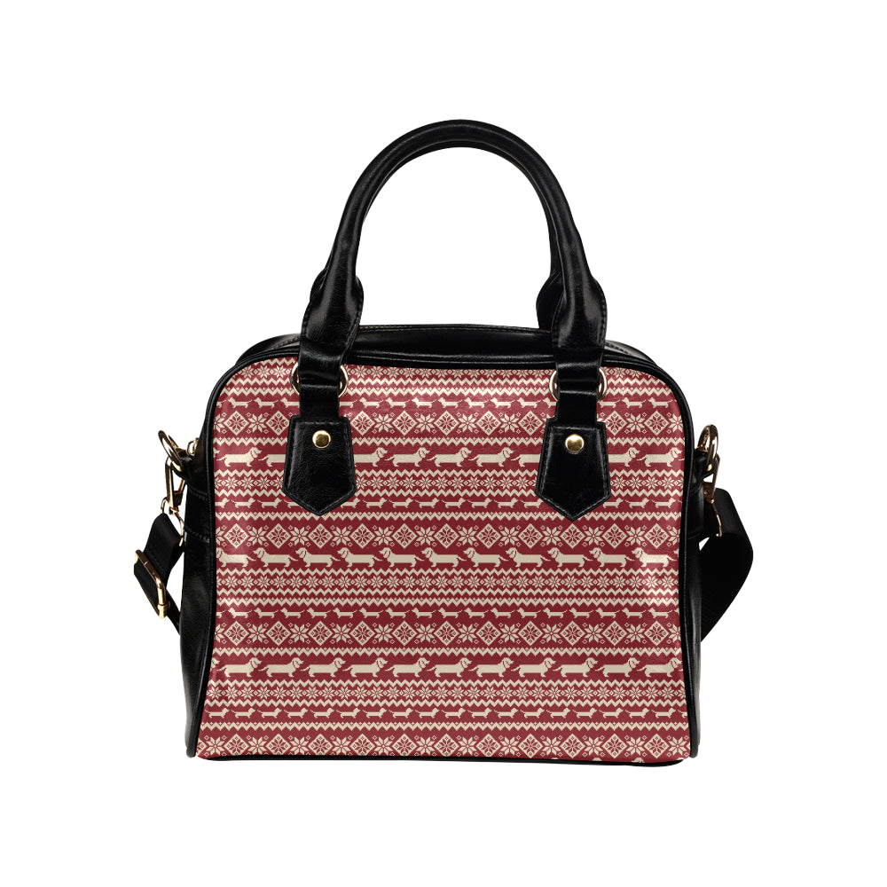 Dachshund Pattern Print Design 09 Shoulder Handbag