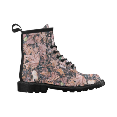 Camouflage Realistic Tree Leaf Print Women's Boots