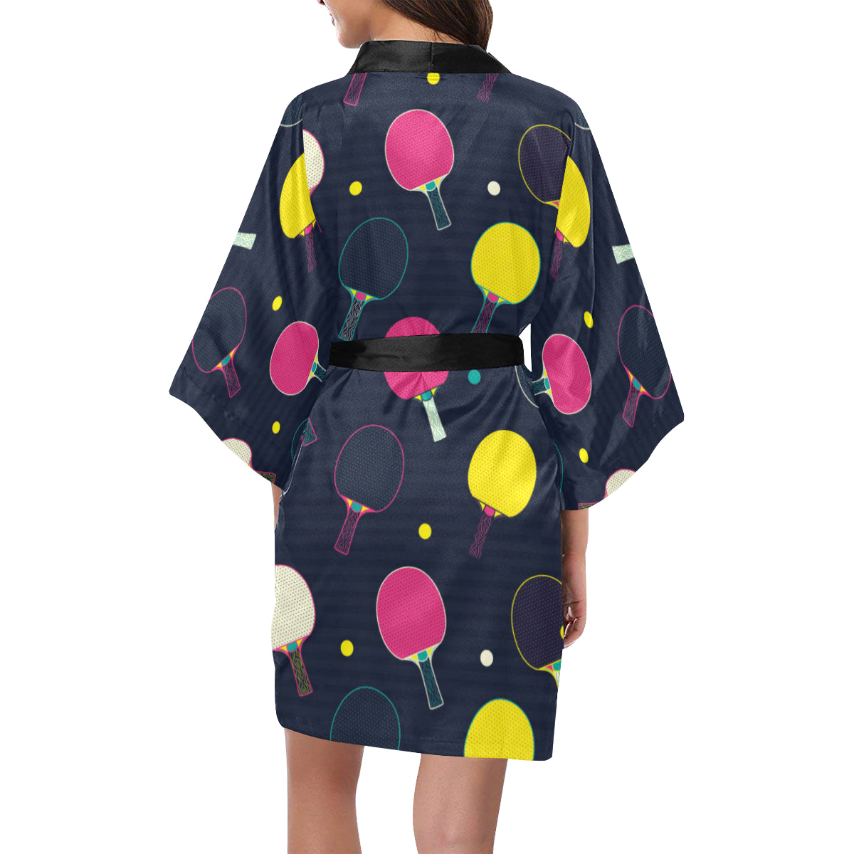 Ping Pong Pattern Print Design A04 Women's Short Kimono