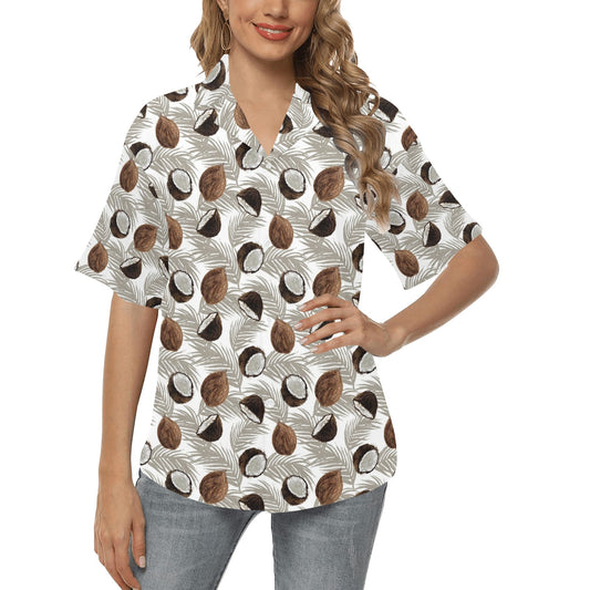 Coconut Pattern Print Design CN03 Women's Hawaiian Shirt