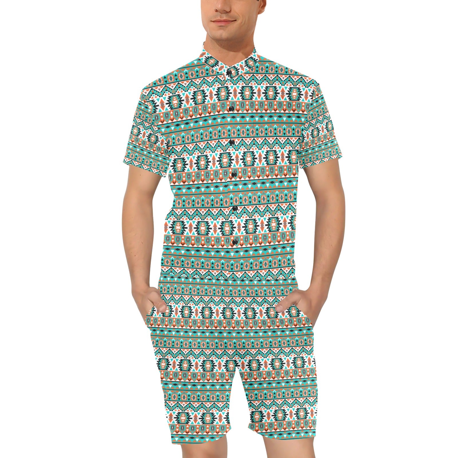 Indian Navajo Ethnic Themed Design Print Men's Romper