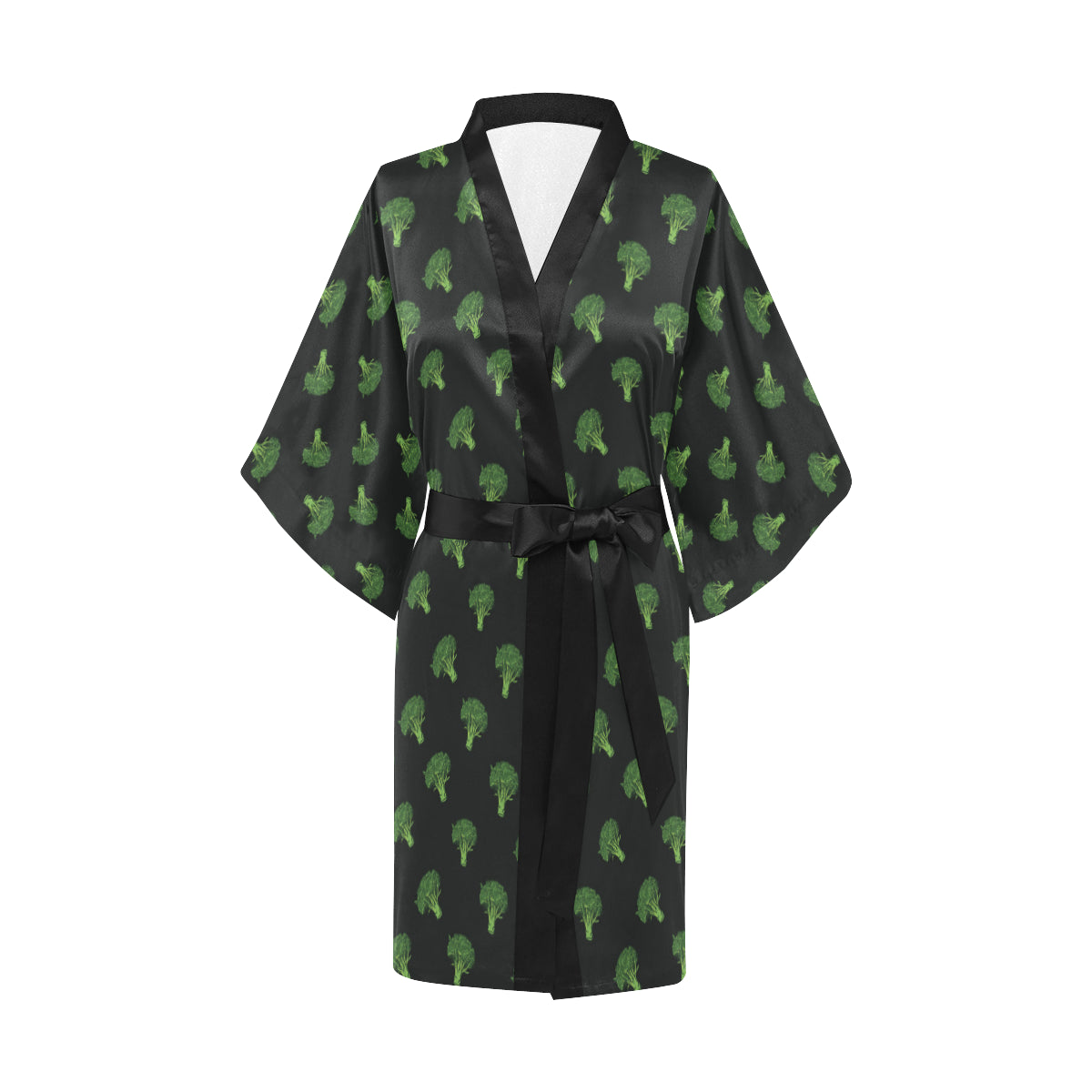 Broccoli Pattern Print Design 04 Women's Short Kimono
