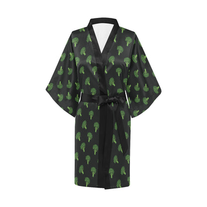 Broccoli Pattern Print Design 04 Women's Short Kimono