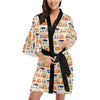 Camper Tent Pattern Print Design 03 Women's Short Kimono