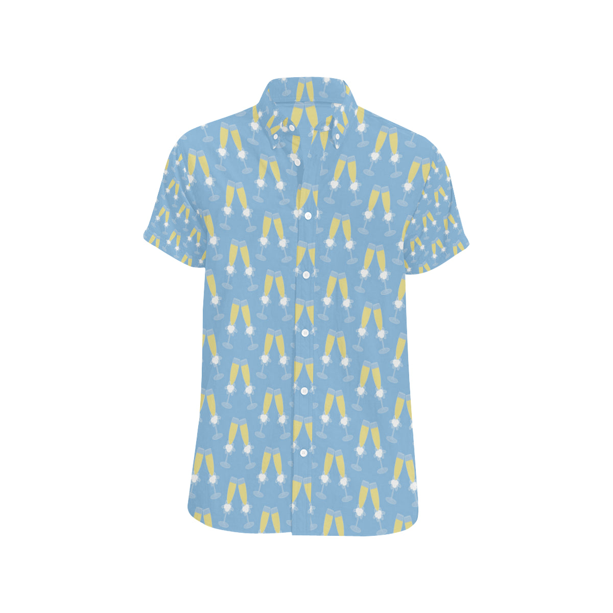Champagne Pattern Print Design 06 Men's Short Sleeve Button Up Shirt