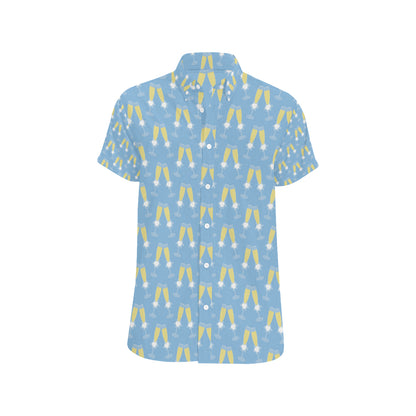 Champagne Pattern Print Design 06 Men's Short Sleeve Button Up Shirt
