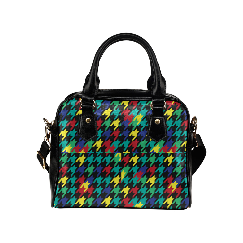 Houndstooth Colorful Pattern Print Design 02 Shoulder Handbag