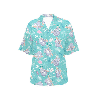 Sloth Print Design LKS309 Women's Hawaiian Shirt
