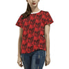 Skull Red Print Design LKS306 Women's  T-shirt