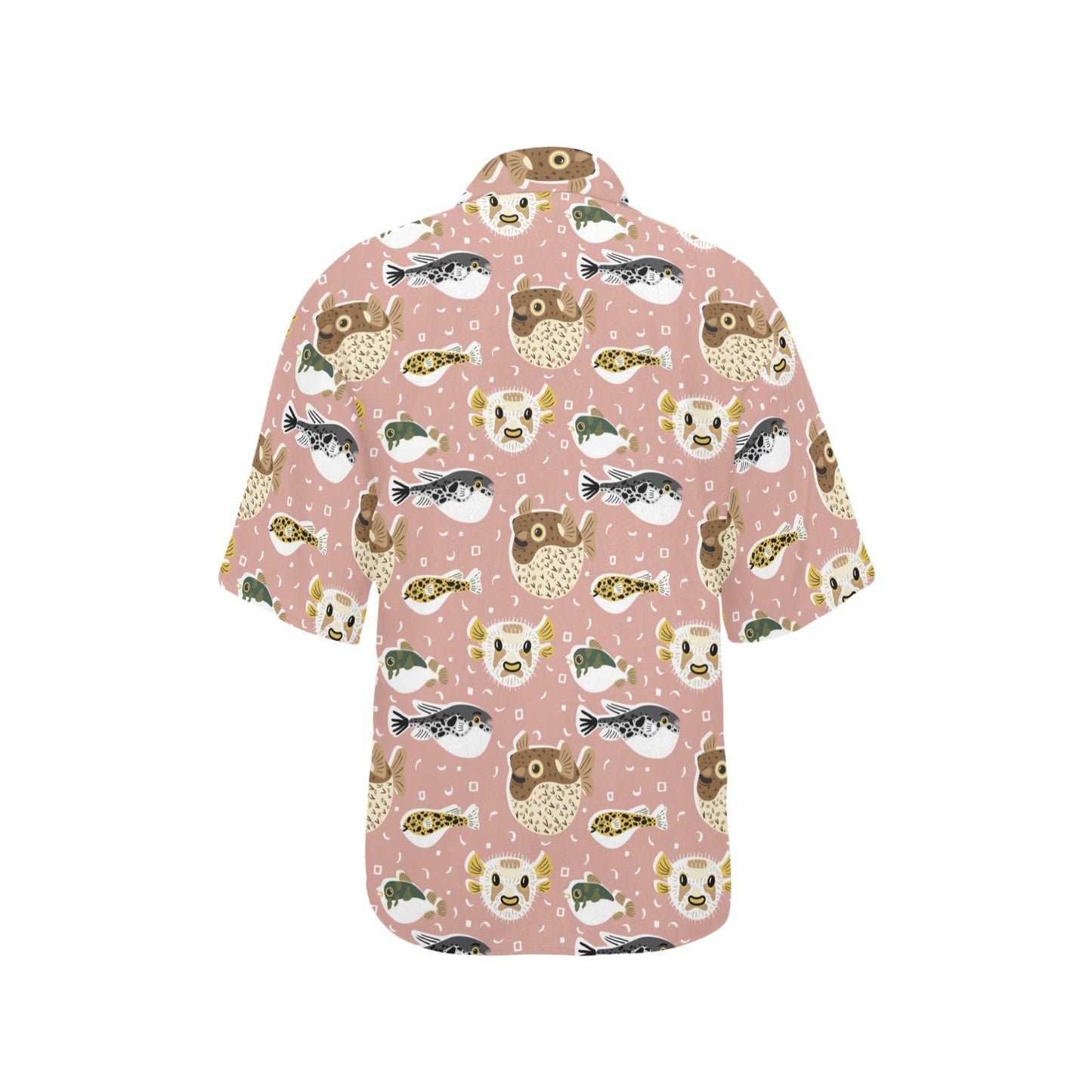 Fugu Cute Pattern Print Design 01 Women's Hawaiian Shirt