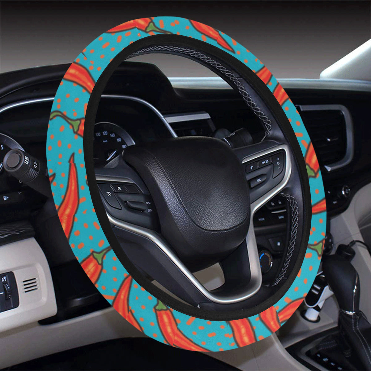 Chilli Pepper Pattern Print Design 05 Steering Wheel Cover with Elastic Edge