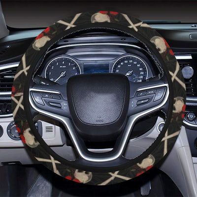 Skull Roses Bone Design Themed Print Steering Wheel Cover with Elastic Edge