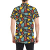 Acoustic Guitar Pattern Print Design 01 Men's Short Sleeve Button Up Shirt