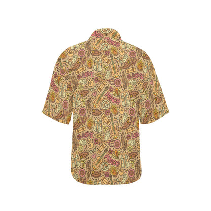 Hippie Print Design LKS305 Women's Hawaiian Shirt