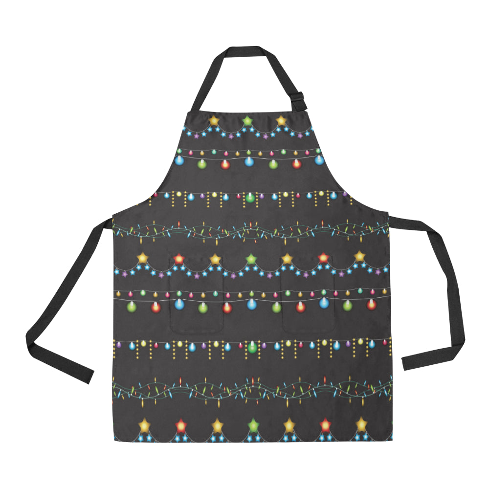 Christmas Light Pattern Print Design 01 Apron with Pocket