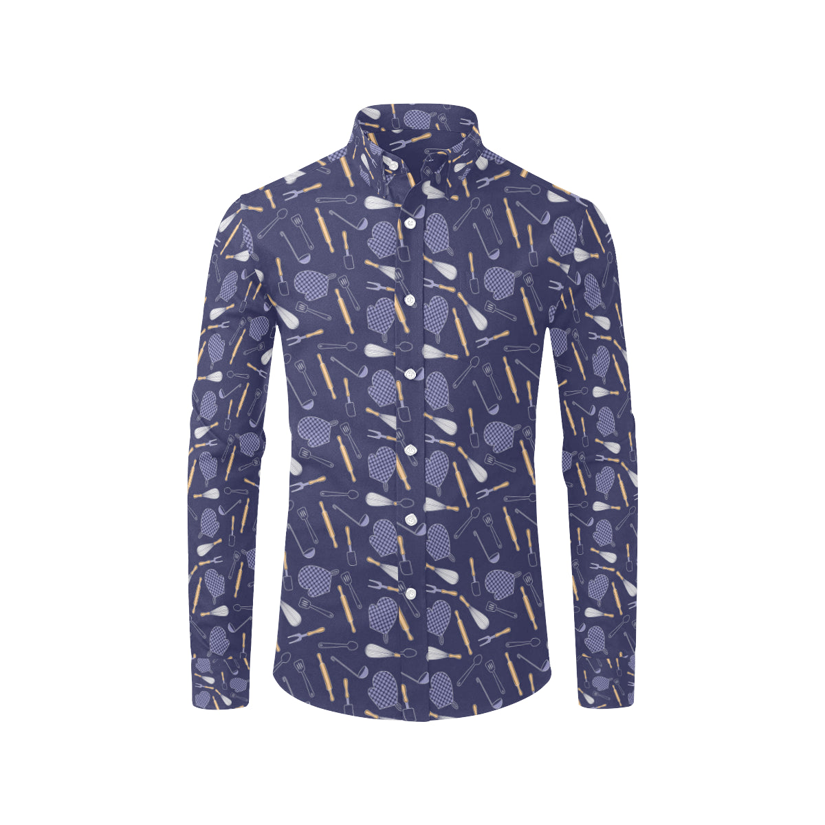 Cooking Kitchen Tools Pattern Print Design 04 Men's Long Sleeve Shirt