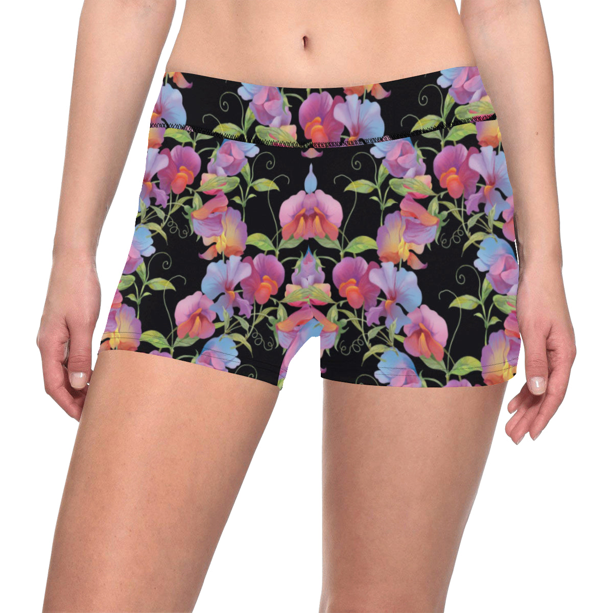 Peony Pattern Print Design PE012 Yoga Shorts